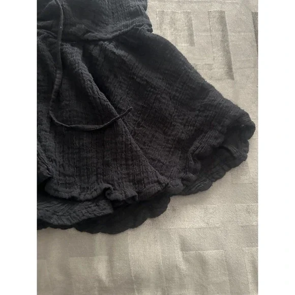 Princess Polly Top Womens US 6 Black Strapless Peplum Gauze Smocked Tie Front - Picture 6 of 12